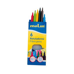 RCP210-06B - MOLIN - CAIXA 6 MARCADORES DE PONTA FINA COLOR PLUS 1,5MM - MOLIN - Marcadores